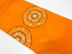 亀甲に幾何学模様織り出し　名古屋帯